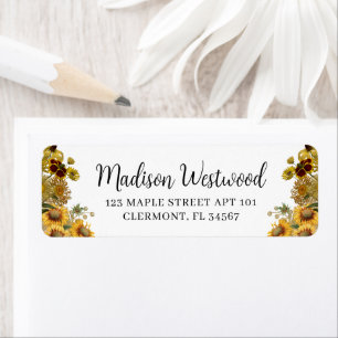Sunflower Wildflowers Calligraphy Return Address Label