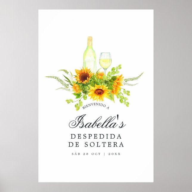Sunflower Wine Tasting Bridal Shower Welcome Poster (Front)