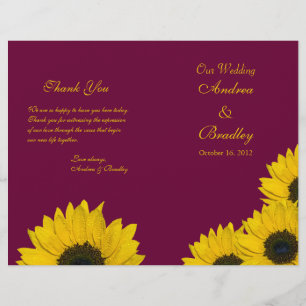 Sunflower Wine Yellow Wedding Program