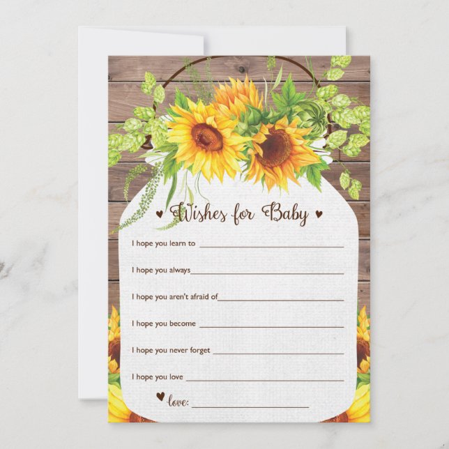 Sunflower Wishes For Baby Card (Front)