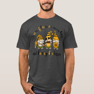 Sunflower Wishes Gnome Autumn Fall Design T-Shirt