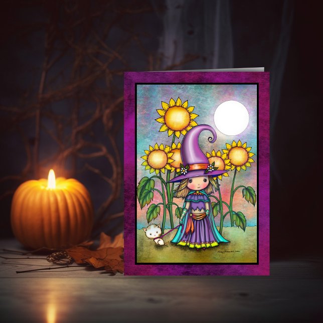 Sunflower Witch and Cute Cat Art Card (Creator Uploaded)