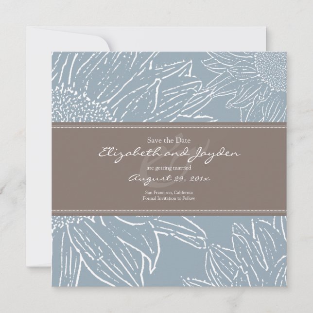 Sunflower with Band Save the Date: Brown Date (Front)