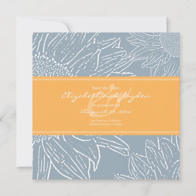 Sunflower with Band Save the Date: Yellow Orange Date (Front)