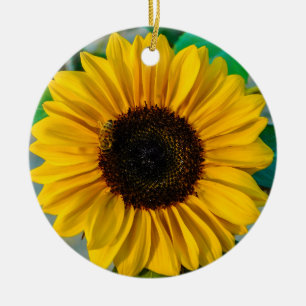 Sunflower with Bee Ceramic Ornament