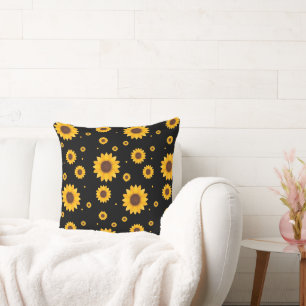 Sunflower with Black Background Cushion