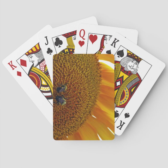 Sunflower with Bumblebees Playing Cards (Back)