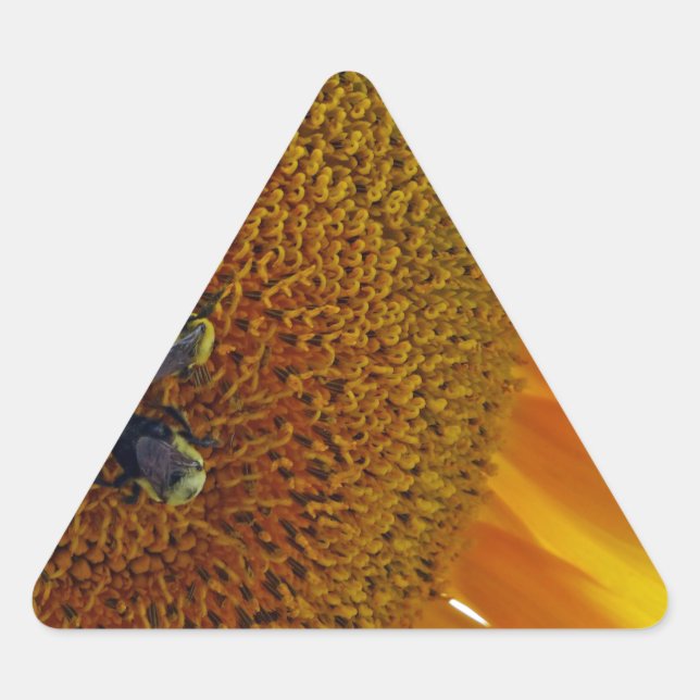 Sunflower with Bumblebees Triangle Sticker (Front)
