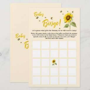 Sunflower with Butterflies Baby Bingo Game Flyer