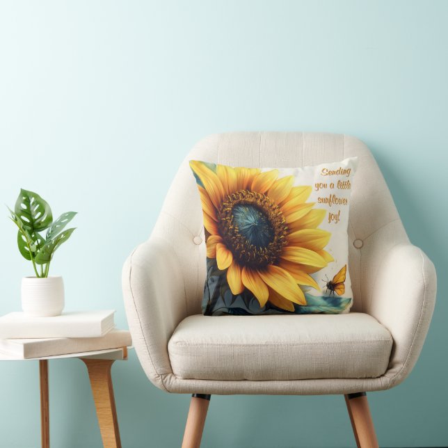 Sunflower with Butterflies with Customizable Text Cushion (Chair)