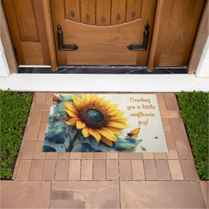 Sunflower with Butterflies with Customizable Text Doormat