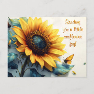 Sunflower with Butterflies with Customizable Text Holiday Postcard
