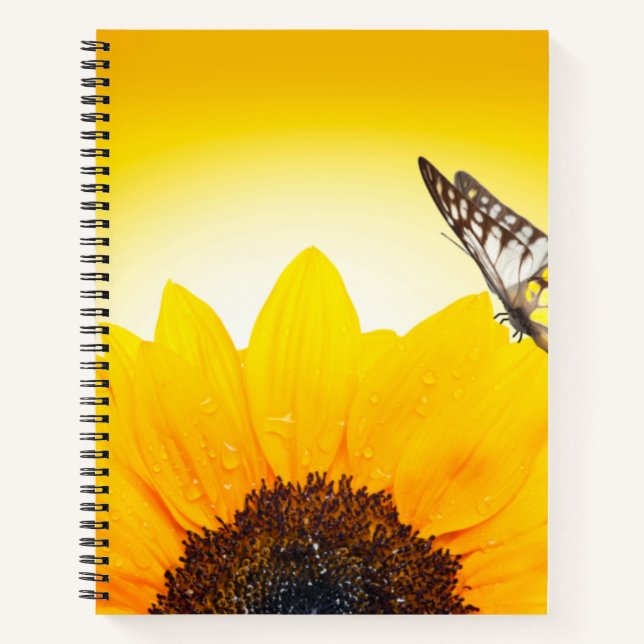 Sunflower with butterfly Spiral Notebook (Front)