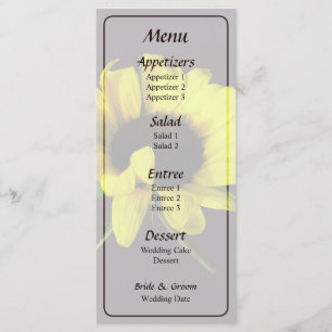 Sunflower With Naturally Curly Hair Weddin Menu... Menu