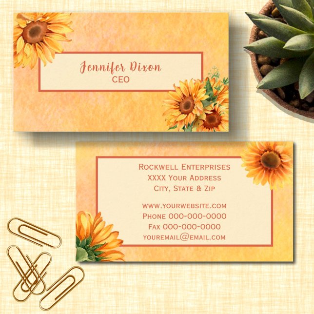 Sunflower with Soft Yellow Background Business Card (Creator Uploaded)