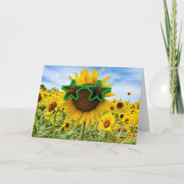 Sunflower with Star Sunglasses Card (Front)