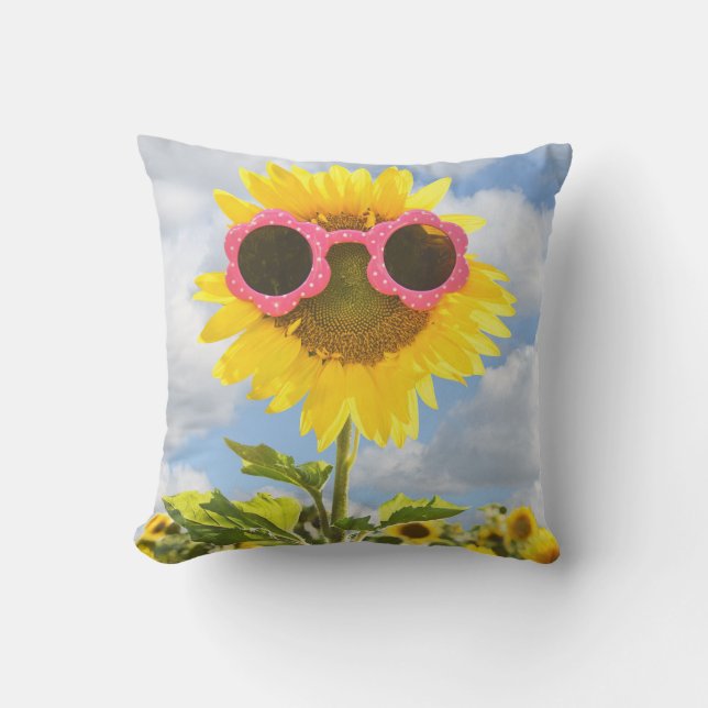 Sunflower with sunglasses cushion (Front)