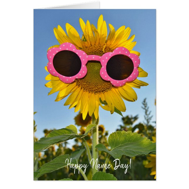 Sunflower with sunglasses for Name Day (Front)