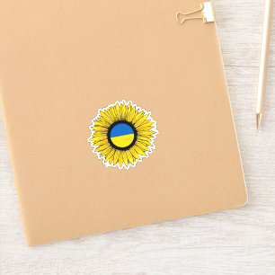 Sunflower with Ukrainian flag