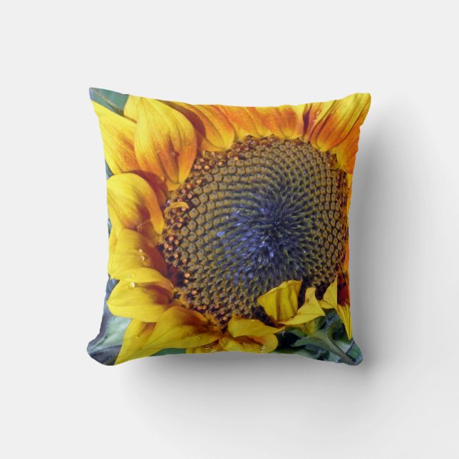 Sunflower with Water Droplets Cushion (Front)