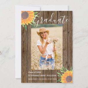 Sunflower Wood Photo Graduation Announcement