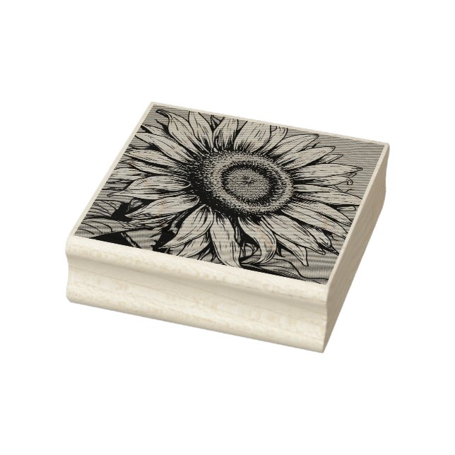 SUNFLOWER WOOD RUBBER STAMP (Stamp)