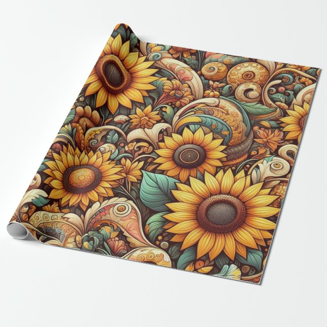 sunflower wrapping paper (Unrolled)