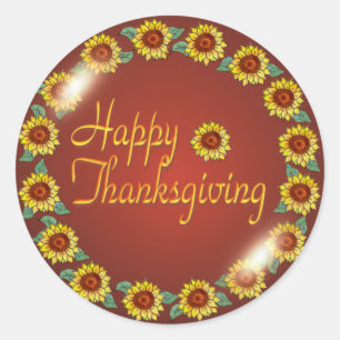 SUNFLOWER WREATH by SHARON SHARPE Classic Round Sticker