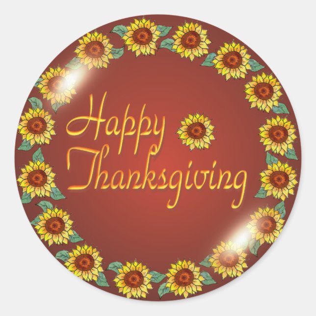 SUNFLOWER WREATH by SHARON SHARPE Classic Round Sticker (Front)