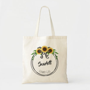 Sunflower Wreath Flower Girl Tote Bag