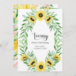 Sunflower Wreath Funeral Memorial  Invitation
