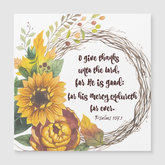 Sunflower Wreath: Give Thanks Psalms Bible Verse | Zazzle.com.au