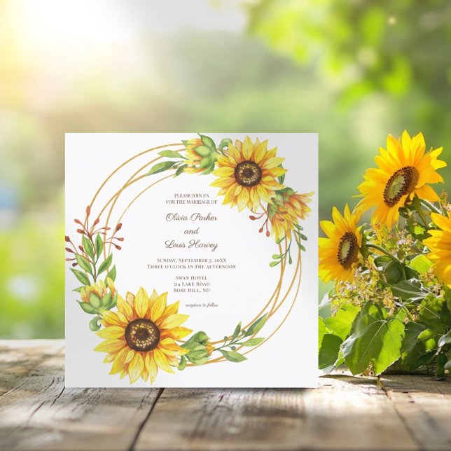 Sunflower wreath golden ring boho wedding (Creator Uploaded)