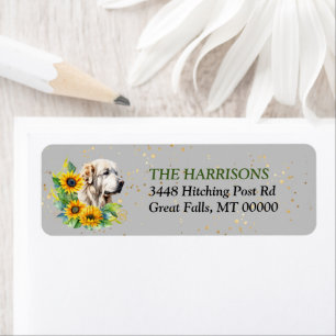 Sunflower Wreath Great Pyrenees Dog Return Address Return Address Label