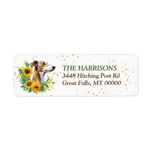 Sunflower Wreath Greyhound Dog Return Address Label