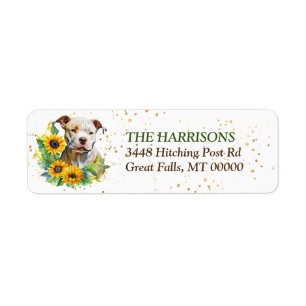 Sunflower Wreath Pitbull Return Address Return Address Label