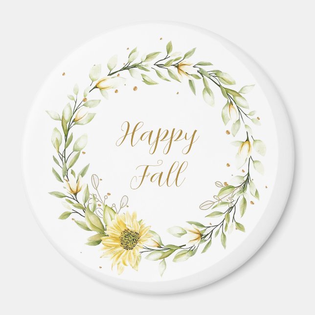 Sunflower wreath with customisable text magnet (Front)