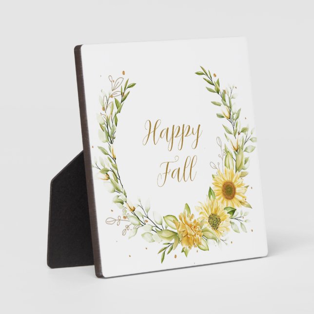 Sunflower wreath with customisable text  plaque (Front)