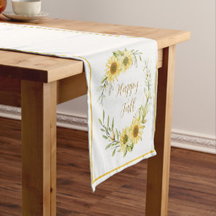 Sunflower wreath with customisable text short ta table runner