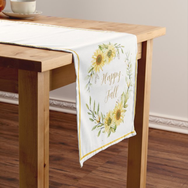 Sunflower wreath with customisable text   short ta table runner (In Situ)