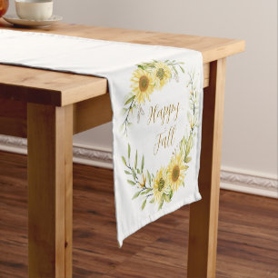 Sunflower wreath with customisable text short table runner