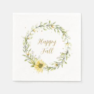 Sunflower wreath with customisable text throw napkin