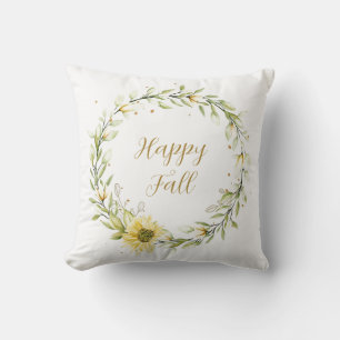 Sunflower wreath with customisable text throw pill cushion