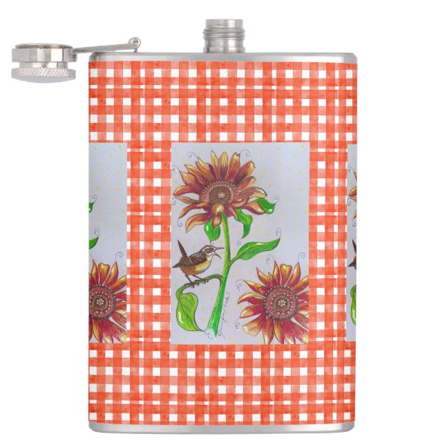 Sunflower Wren Bottle Flask (Opened)