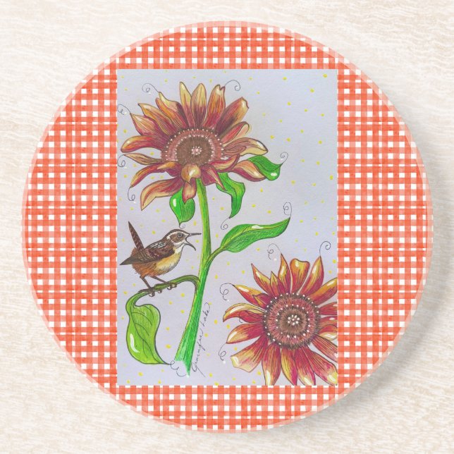 Sunflower Wren Coaster (Front)