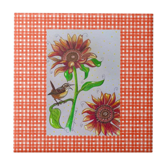 Sunflower Wren Tile (Front)