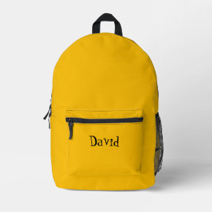 Sunflower Yellow and Black Personalised Name Printed Backpack