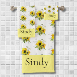 Sunflower Yellow Bath Towel set