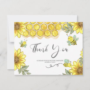 Sunflower Yellow Bee Thank You Card