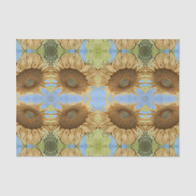 Sunflower Yellow Blue Sky Floral Country Decoupage Tissue Paper (Front)